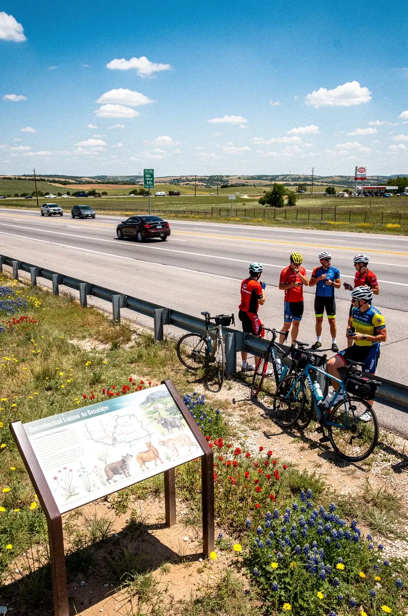 Traveler checking a detailed map on a smartphone while parked near a highway viewpoint.